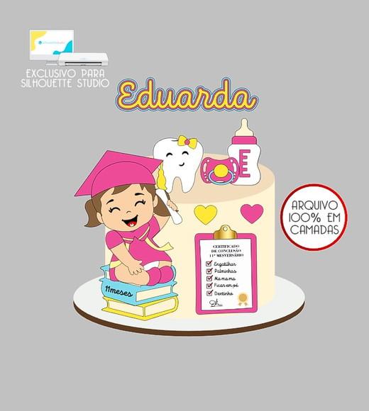 881 - Arquivo Topo de Bolo Formatura Mesversario Menina