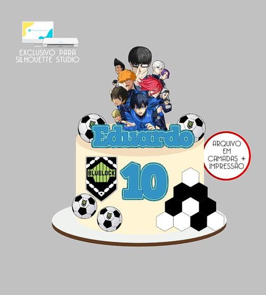 895 - Arquivo Topo de Bolo Futebol Blue Lock