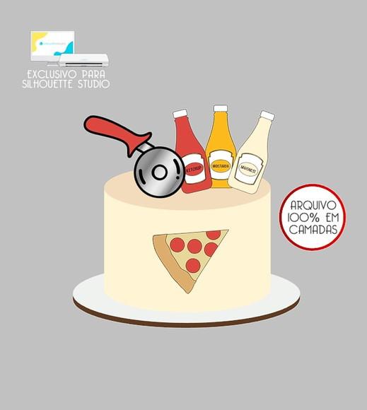 911 - Arquivo Topo de Bolo Pizza Maionese Ketchup Mostarda
