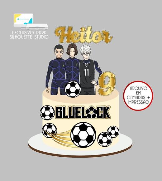 934 - Arquivo Topo de Bolo Futebol Blue Lock