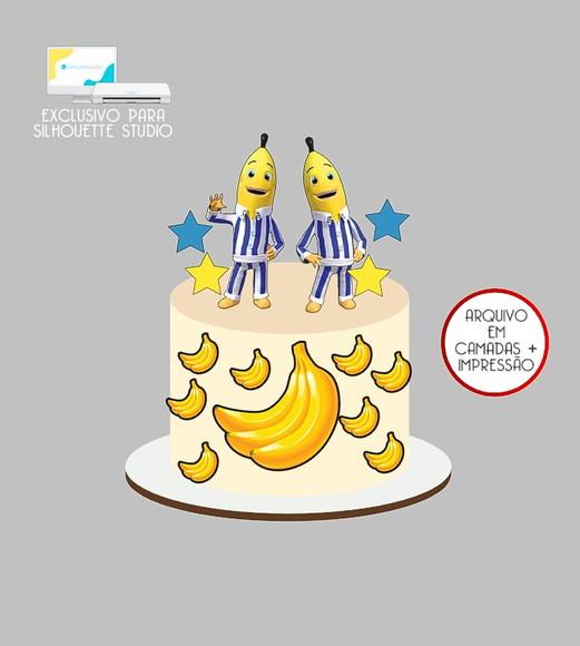 939 - Arquivo Topo de Bolo Bananas de Pijamas