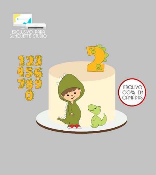 945 - Arquivo Topo de Bolo Dinossauro Menino