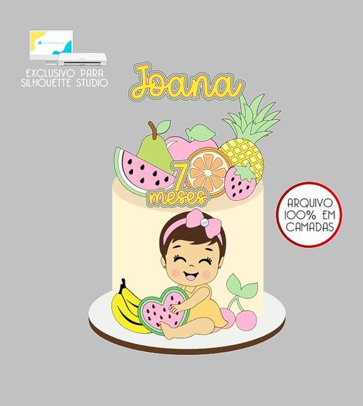 947 - Arquivo Topo de Bolo Frutinhas Frutas Menina