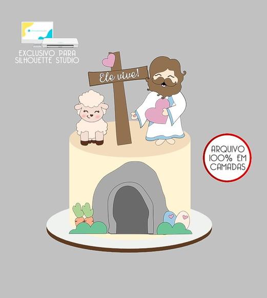 989 - Arquivo Topo de Bolo Jesus Páscoa Cristã