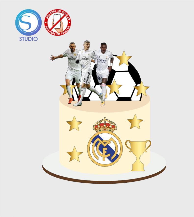 4255 - Arquivo Topo de Bolo Futebol Real Madrid