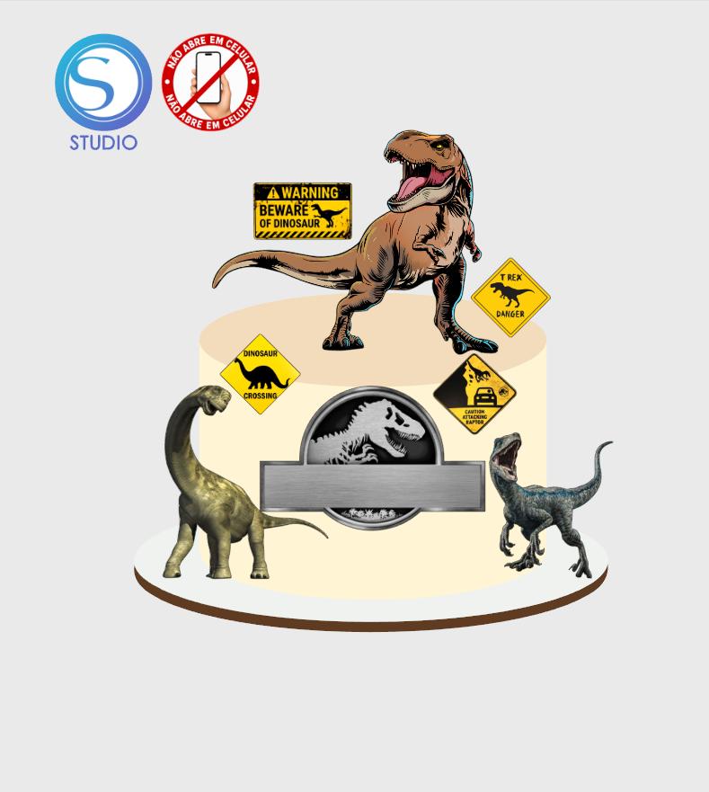 4256 - Arquivo Topo de Bolo Dinossauro Jurassic Park