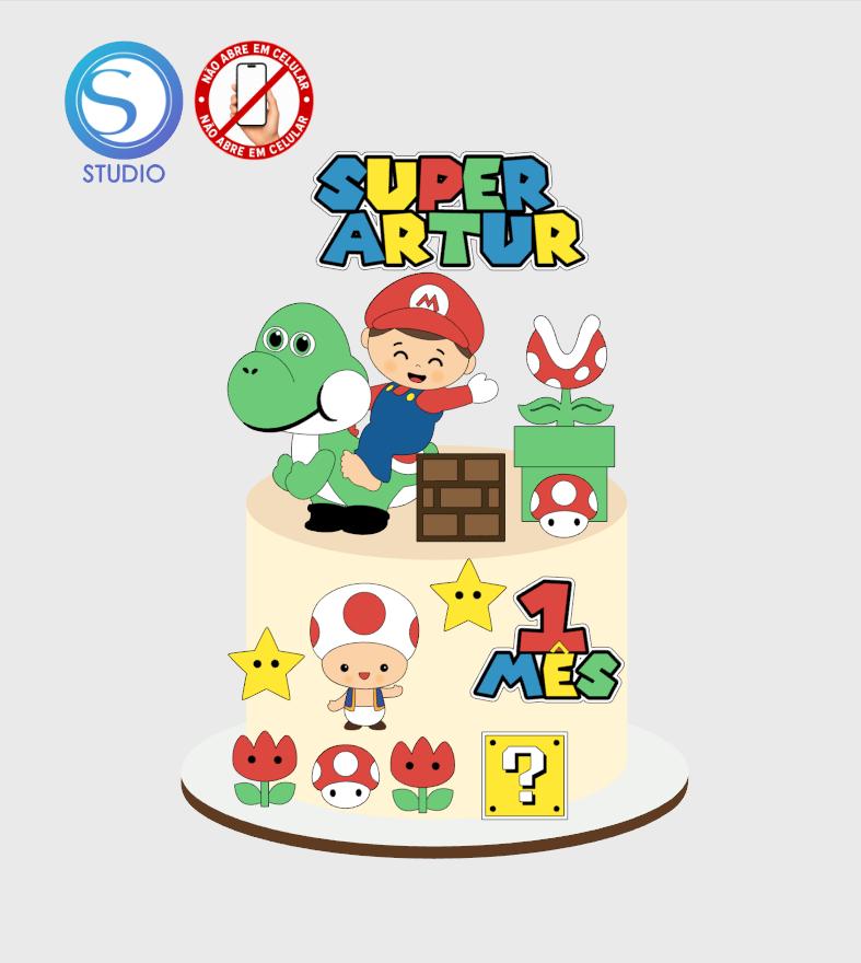 4260 - Arquivo Topo de Bolo Super Mario Baby