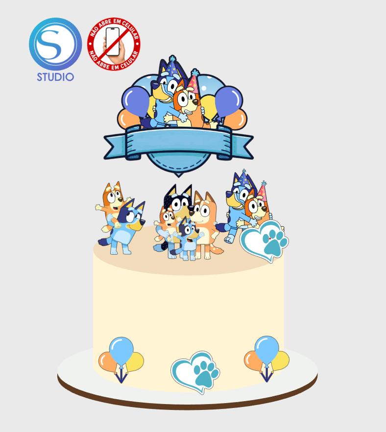 4298 - Arquivo Topo de Bolo Bluey