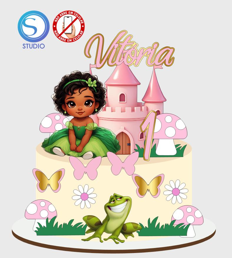 4326 - Arquivo Topo de Bolo Princesa Tiana Baby