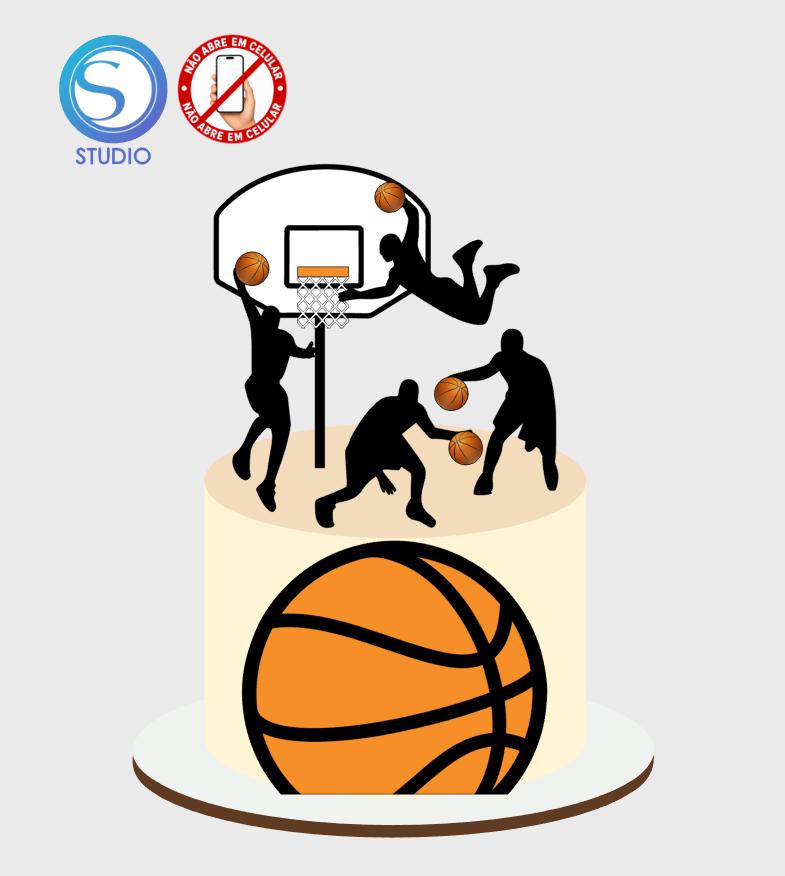 4328 - Arquivo Topo de Bolo Basquete Cesta 3d