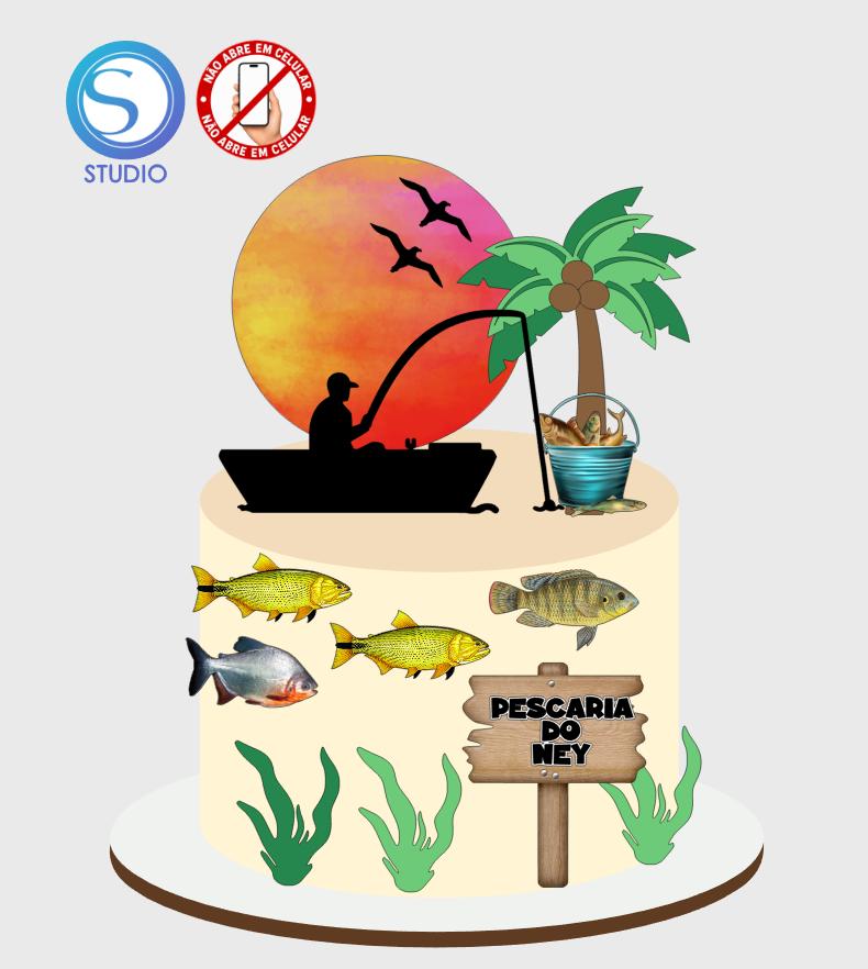 4336 - Arquivo Topo de Bolo Pescador