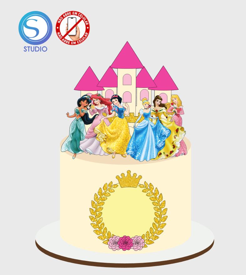 4361 - Arquivo Topo de Bolo Princesas Disney