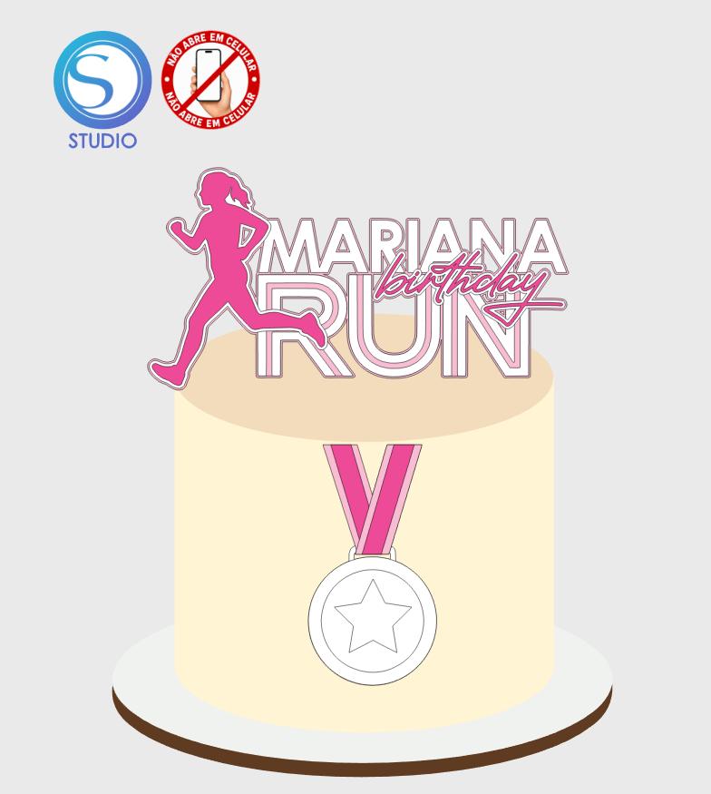 4368 - Arquivo Topo de Bolo Corrida Maratona Mulher