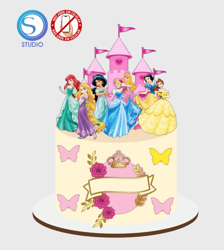 4386 - Arquivo Topo de Bolo Princesas Disney