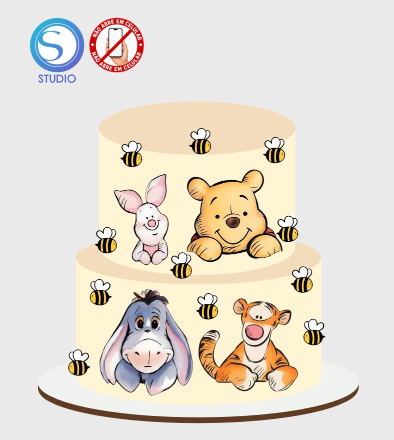 4387 - Arquivo Topo de Bolo Ursinho Pooh