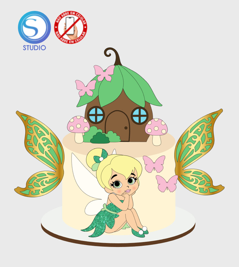 4392 - Arquivo Topo de Bolo Tinker Bell Sininho
