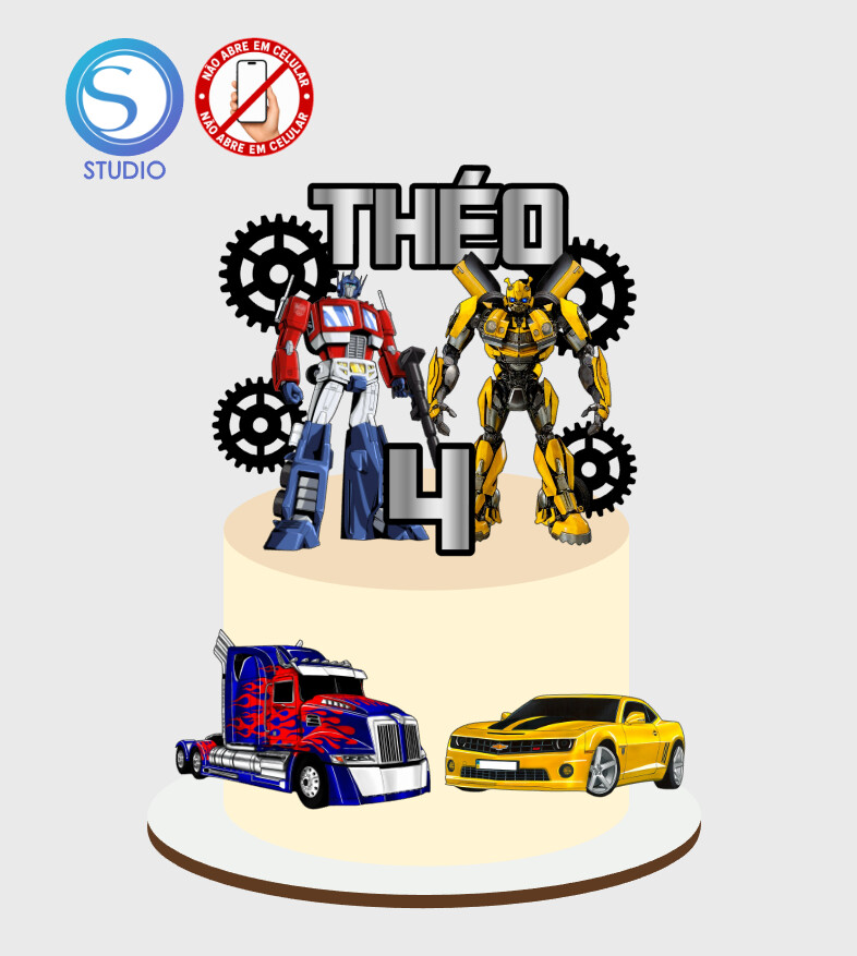 4398 - Arquivo Topo de Bolo Transformers