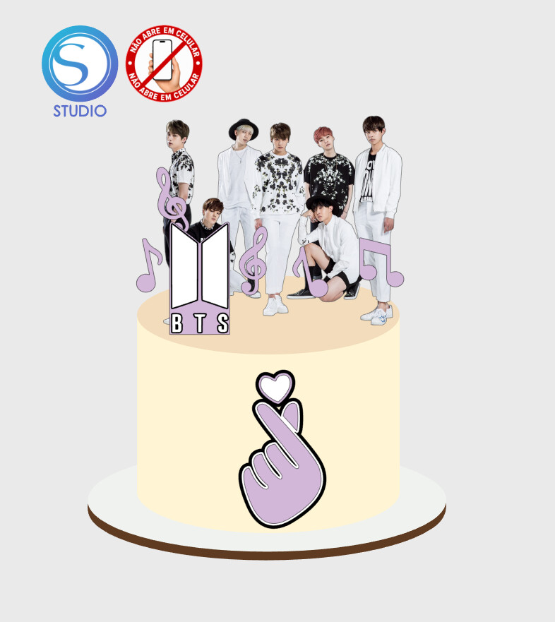 4406 - Arquivo Topo de Bolo Bts Kpop