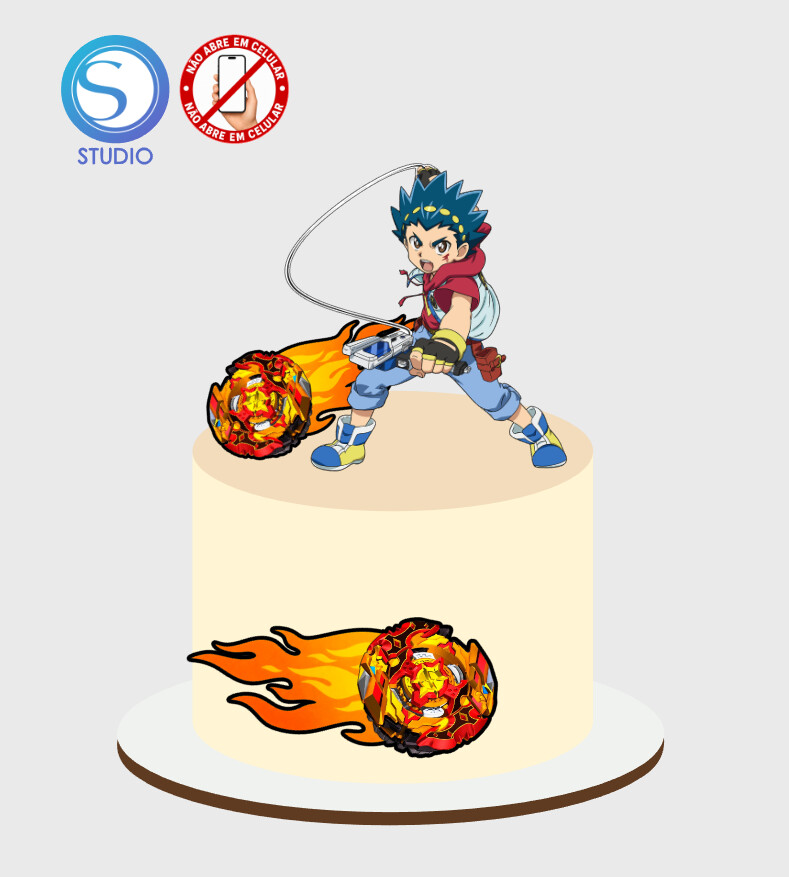 4409 - Arquivo Topo de Bolo Beyblade Burst