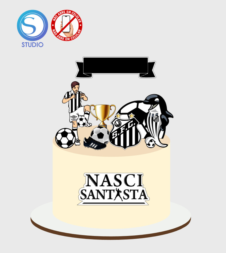 4413 - Arquivo Topo de Bolo Futebol Santos