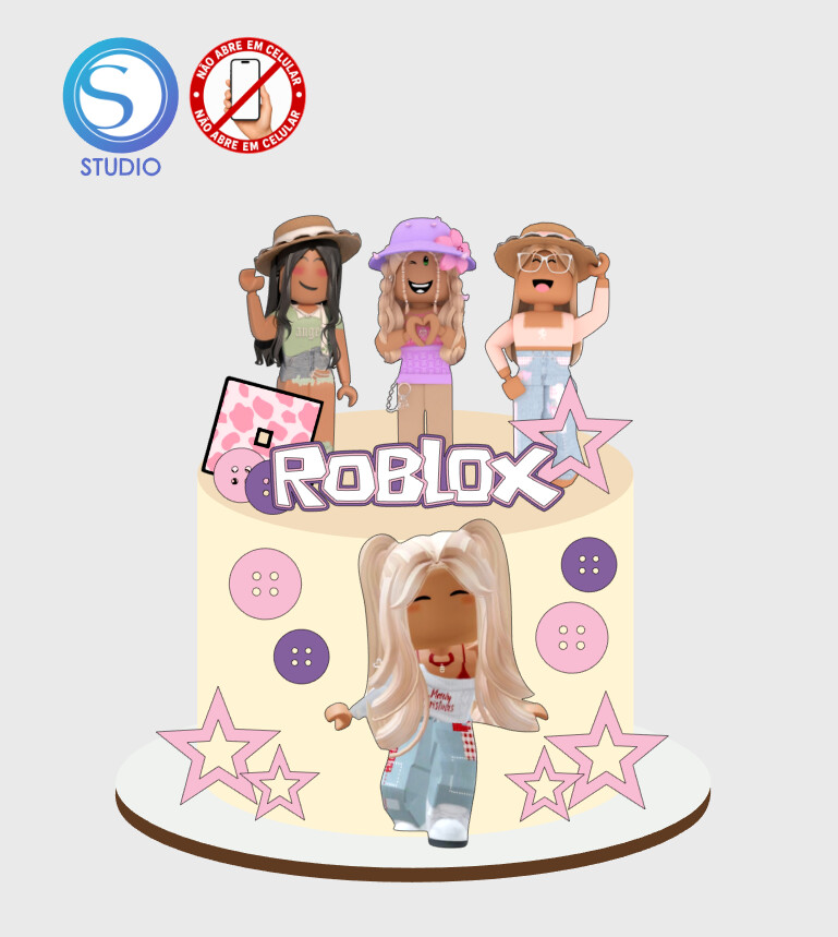 4415 - Arquivo Topo de Bolo Roblox Menina