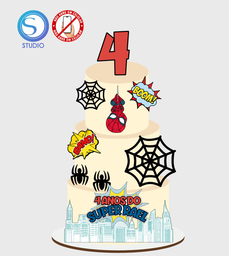 4436 - Arquivo Topo de Bolo Homem Aranha Baby