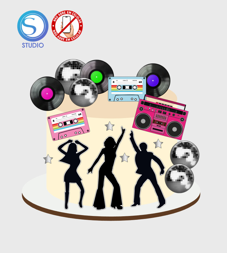 4440 - Arquivo Topo de Bolo Anos 80 Discoteca