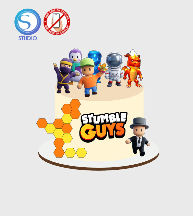 4447 - Arquivo Topo de Bolo Stumble Guys