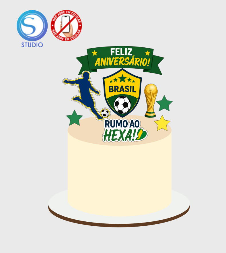4456 - Arquivo Topo de Bolo Copa do Mundo Brasil