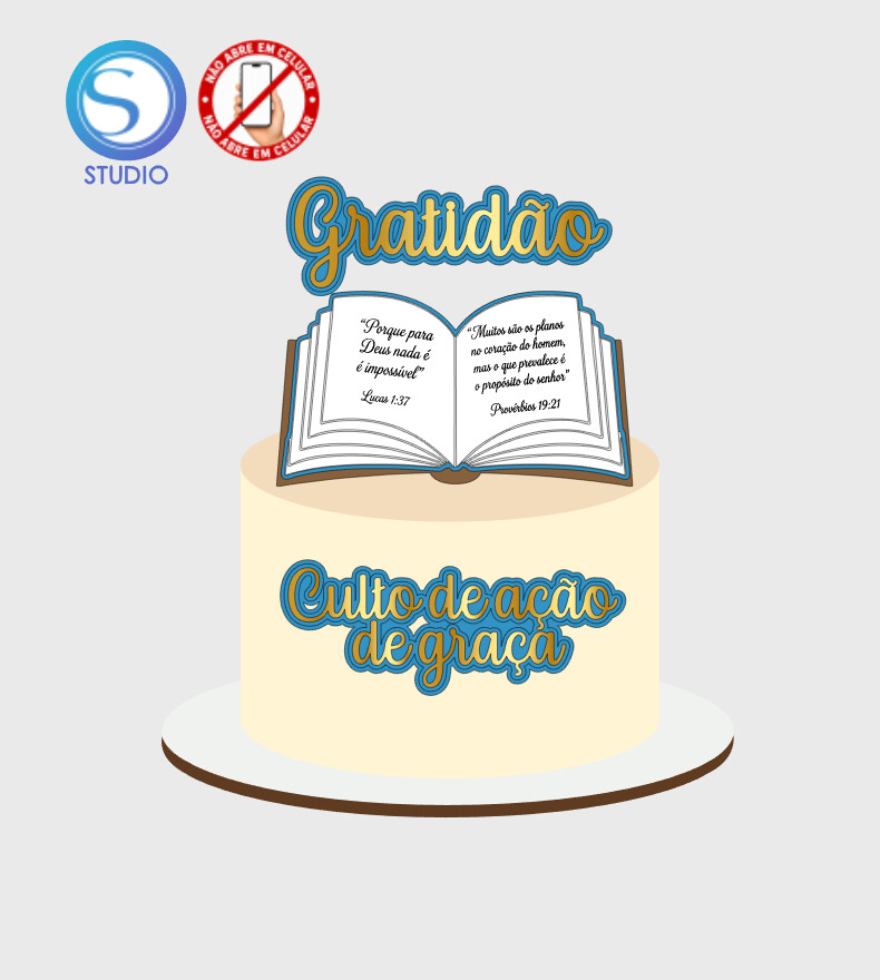 4462 - Arquivo Topo de Bolo Culto de Ação de Graça Gratidão
