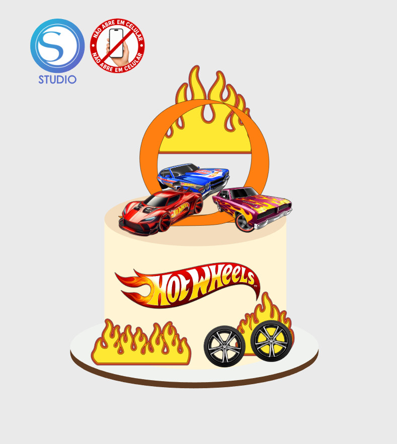 4485 - Arquivo Topo de Bolo Hotwheels
