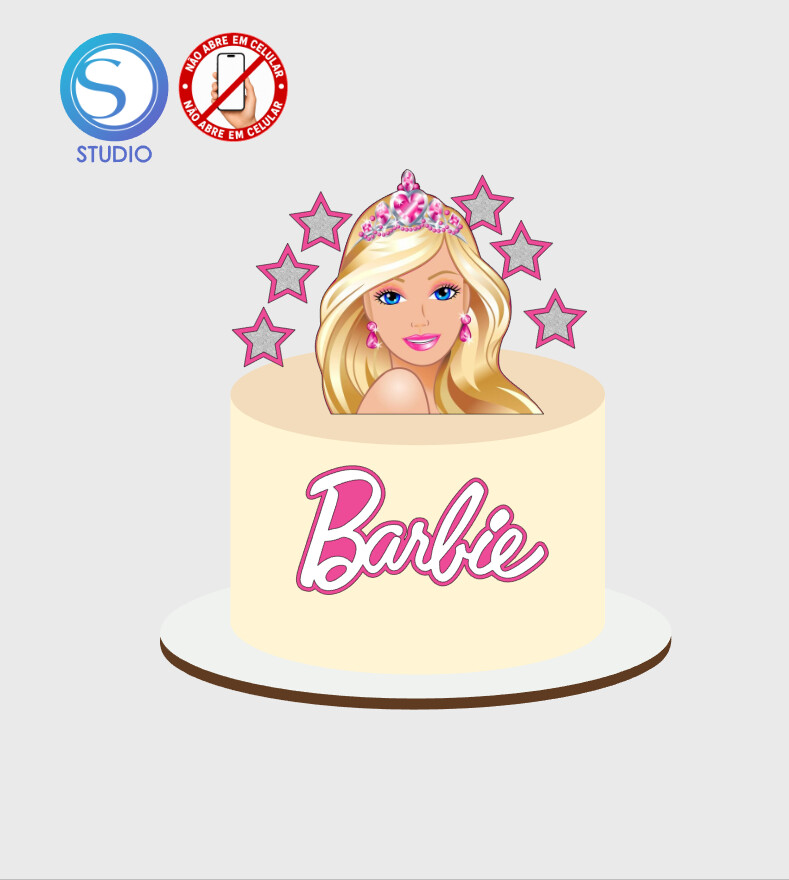 4498 - Arquivo Topo de Bolo Barbie