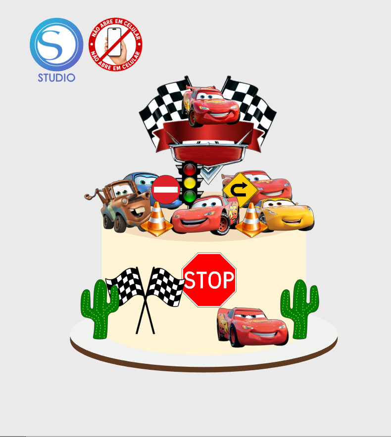 4503 - Arquivo Topo de Bolo Carros Disney