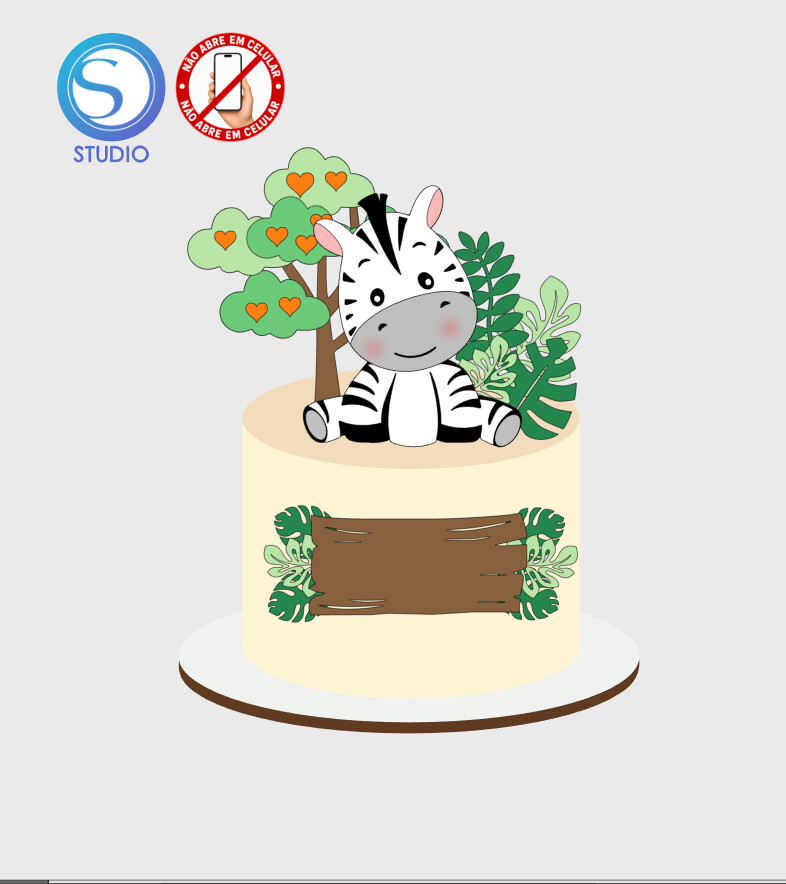 4508 - Arquivo Topo de Bolo Zebra Safari