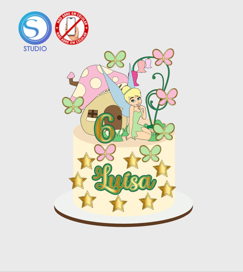 4520 - Arquivo Topo de Bolo Tinker Bell Sininho