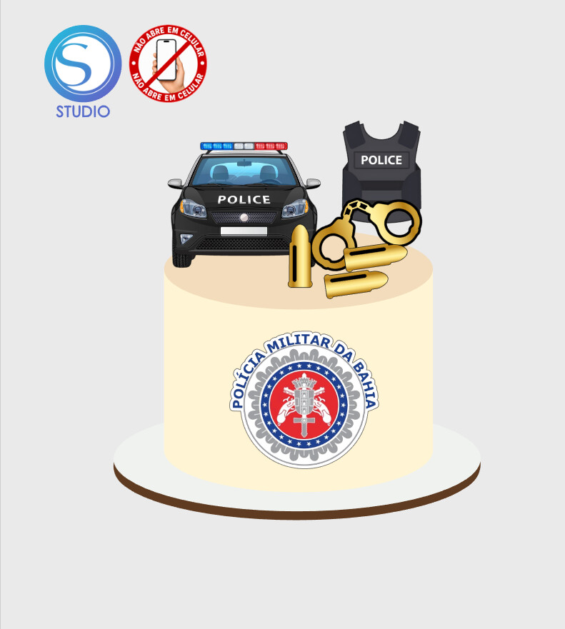 4526 - Arquivo Topo de Bolo Policial Polícia Militar