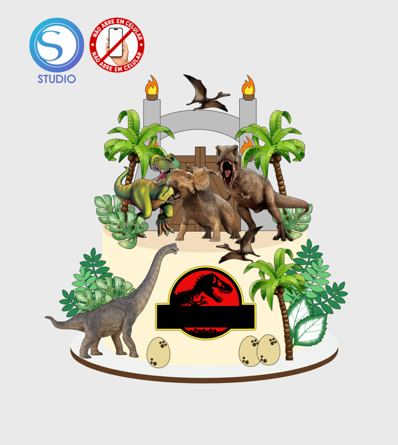 4528 - Arquivo Topo de Bolo Dinossauro Jurassic Park
