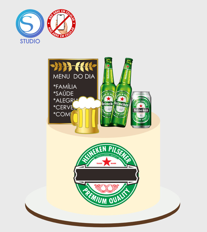 4540 - Arquivo Topo de Bolo Boteco Cerveja Heineken