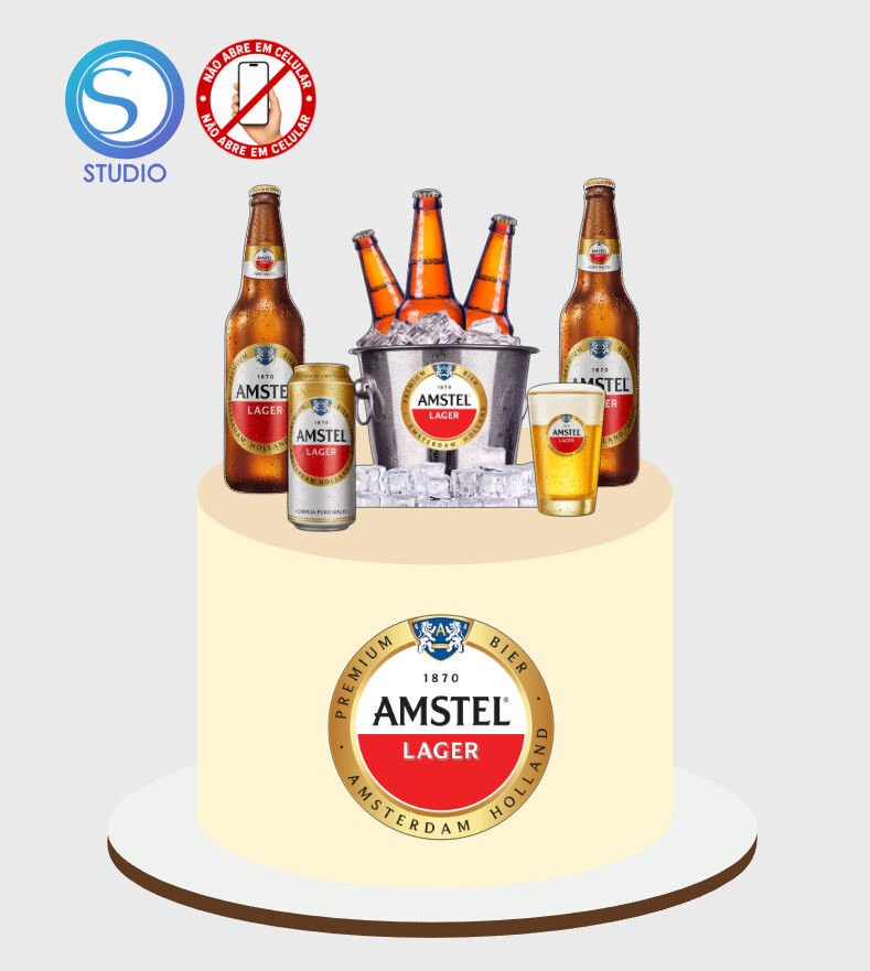 4544 - Arquivo Topo de Bolo Boteco Cerveja Amstel