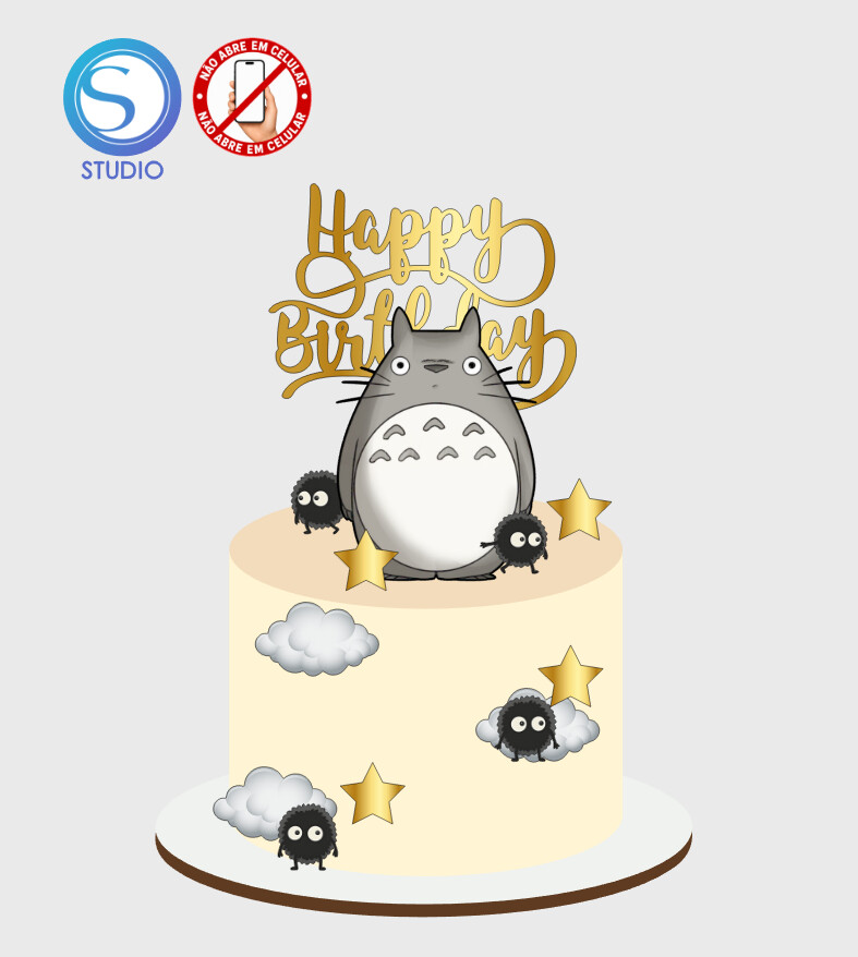 4550 - Arquivo Topo de Bolo Meu Amigo Totoro
