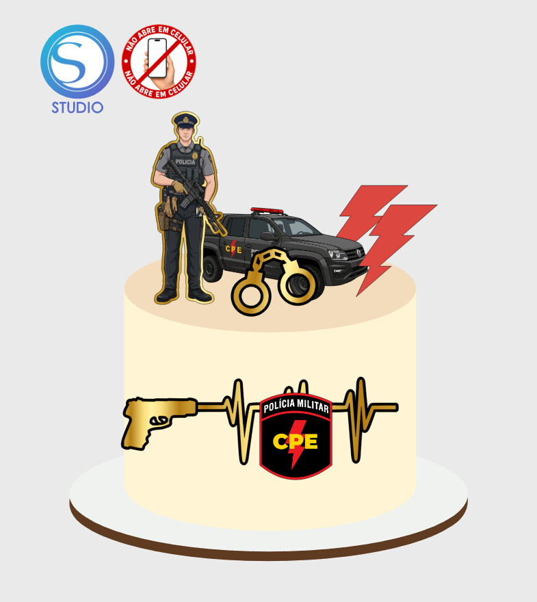4561 - Arquivo Topo de Bolo Policial Polícia Militar CPE