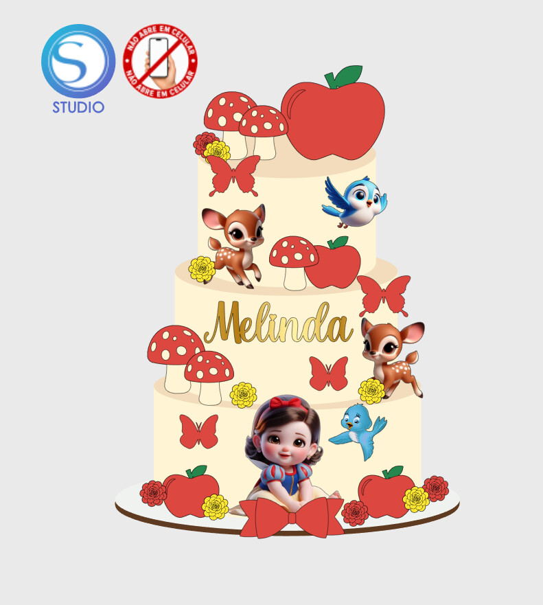 4563 - Arquivo Topo de Bolo a Branca de Neve