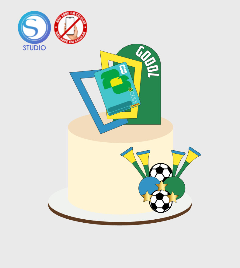 4566 - Arquivo Topo de Bolo Copa do Mundo Brasil Figurinha