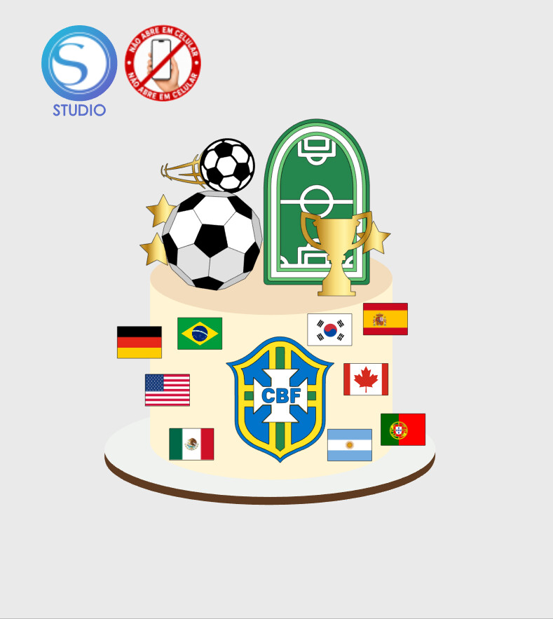 4572 - Arquivo Topo de Bolo Copa do Mundo Brasil