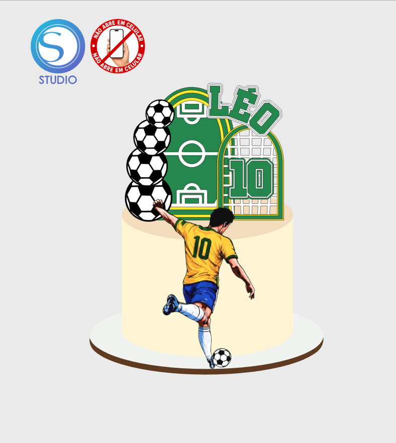 4588 - Arquivo Topo de Bolo Copa do Mundo Brasil Jogador
