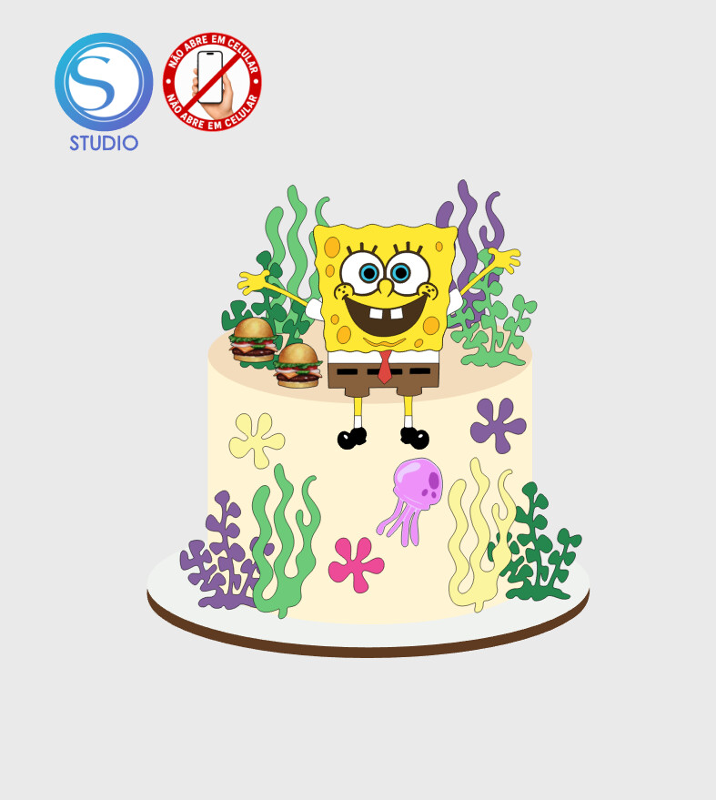 4598 - Arquivo Topo de Bolo Bob Esponja
