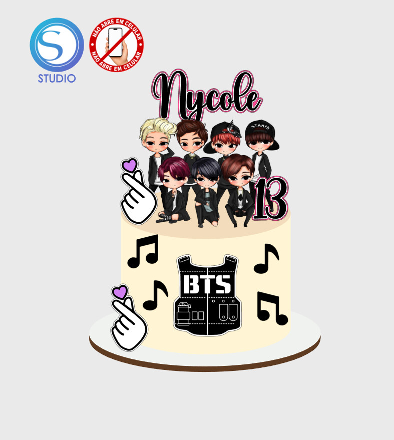 4642 - Arquivo Topo de Bolo Bts Kpop