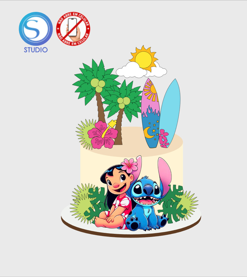 4655 - Arquivo Topo de Bolo Lilo e Stitch