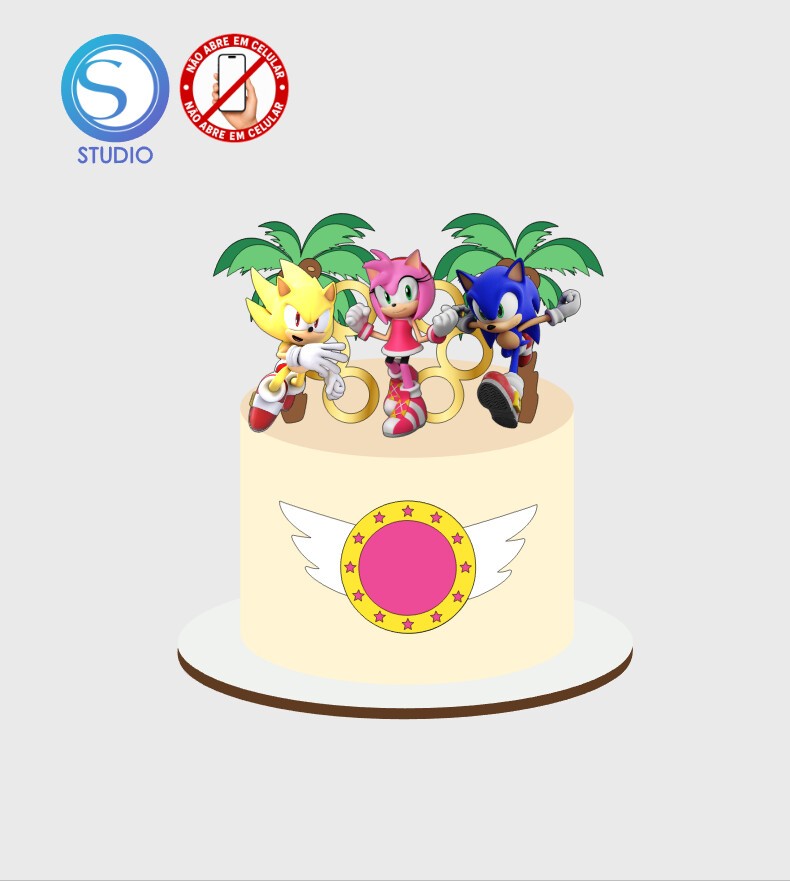 4674 - Arquivo Topo de Bolo Amy Rose Sonic