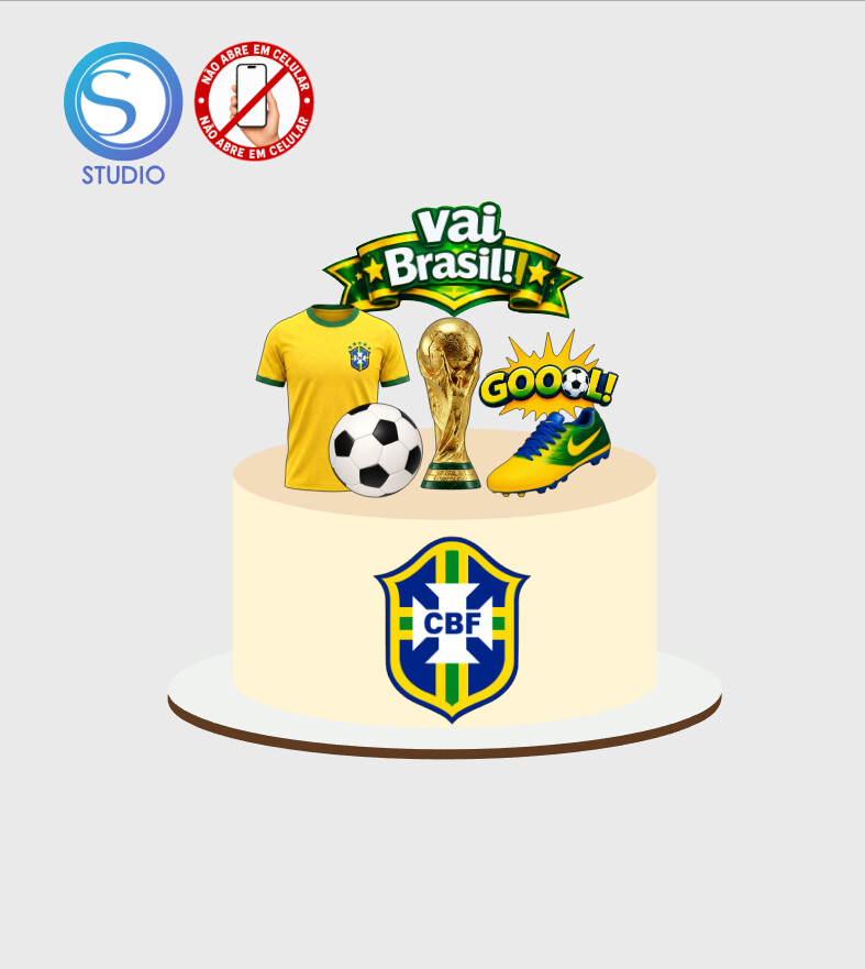 4680 - Arquivo Topo de Bolo Copa do Mundo Brasil